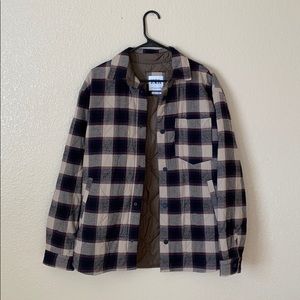 Zara Plaid Padded Overshirt in Beige